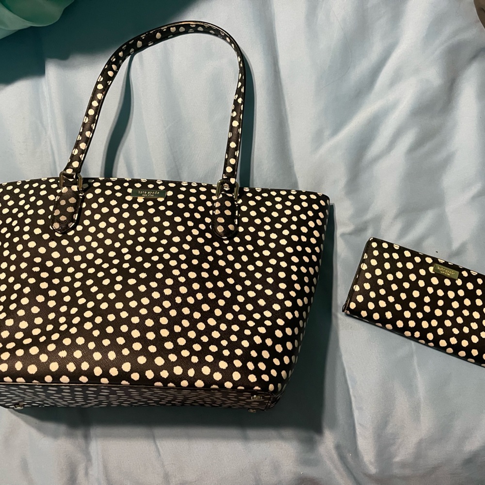 Kate Spade polka dot purse and matching wallet.